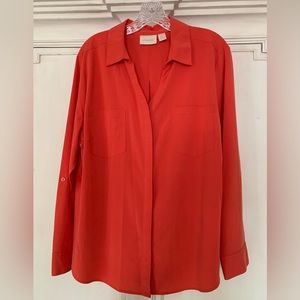 Chico Size 3 blouse in muted soft orange. Never worn. Adjustable shelves length